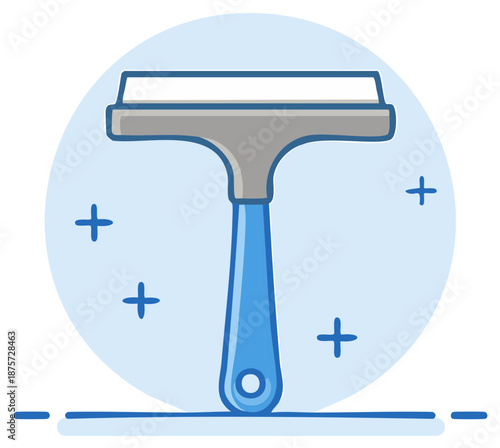 Cartoon Squeegee Cleaning Glass Window Vector Icon Illustration