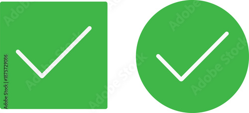 Minimal Green Check Mark Success Tick Icon Set Vector