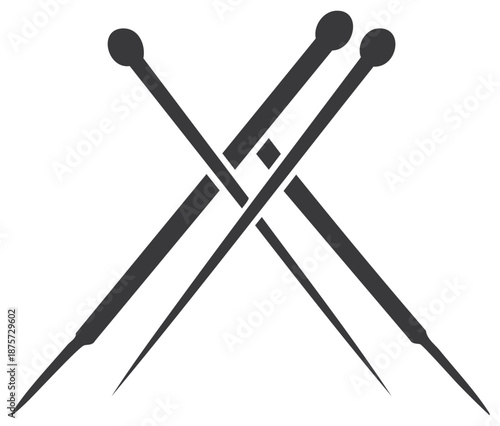 Interlocking Embroidery Needles Silhouette Crafting Sewing Needlework Symbol Design