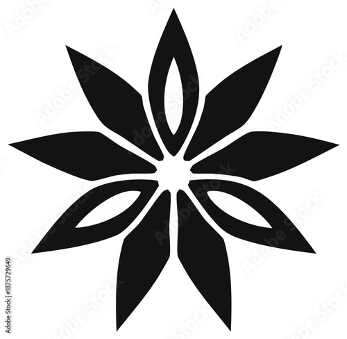 Abstract black flower star symbol design geometric shape illustration