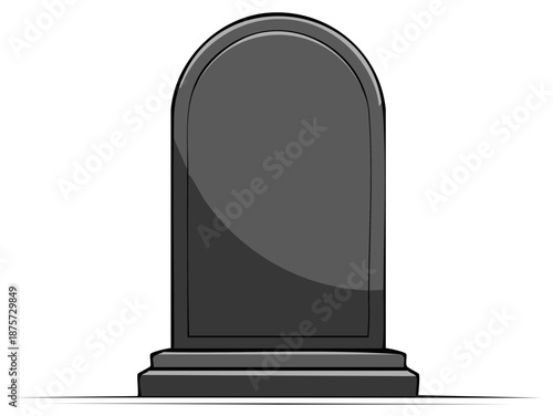 Illustrated tombstone with a blank headstone vector. Symbolic of death and loss for design.