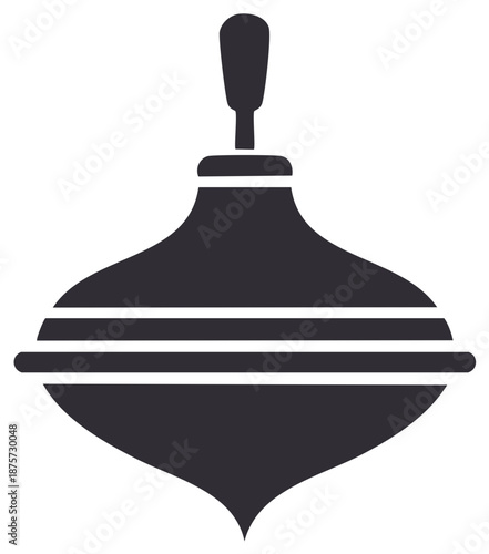 Black and white spinning top toy graphic design