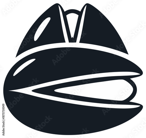 Stylized image of a pistachio nut with a dark, modern design.
