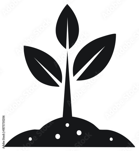 Seedling Sprouting from Mound Symbolizes Growth and New Life in Minimalist Style