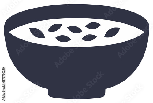 Minimalist food bowl icon with seeds simple vector illustration
