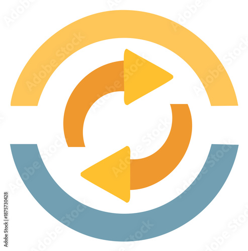 Circular Arrow Icon Design, Repeating or Reloading Concept, Isolated
