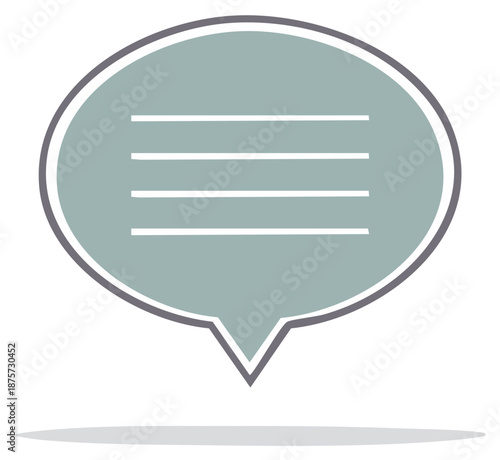 Oval speech bubble icon with text lines for communication and messaging