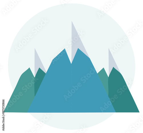 Minimalist Geometric Mountain Range Illustration with Snowy Peaks in Soft Blue and Green Tones Free Download Minimalist Geometric Mountain Range Illustration with Snowy Peaks in Soft Blue and Green Tones - GFXLoad