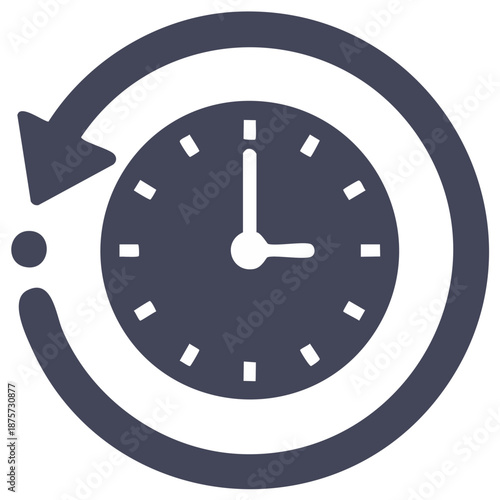 Time history rewind icon with a circular arrow moving counter clockwise around a clock face