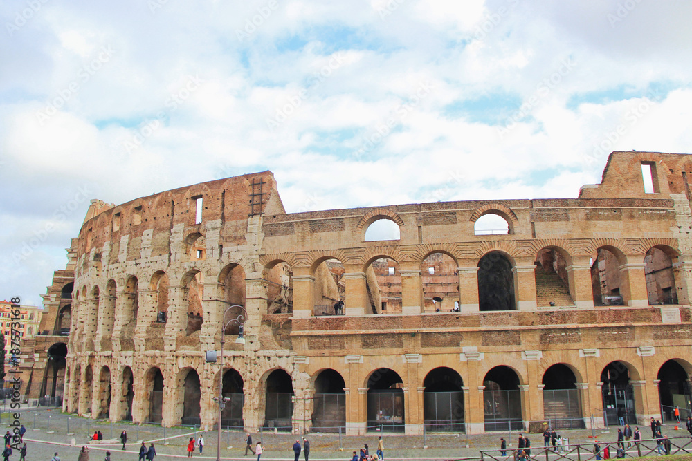 Obraz premium Ancient Roman Amphitheater Ruins, Rome Italy