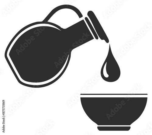Simple black icon of a jug pouring a drop of liquid into a bowl