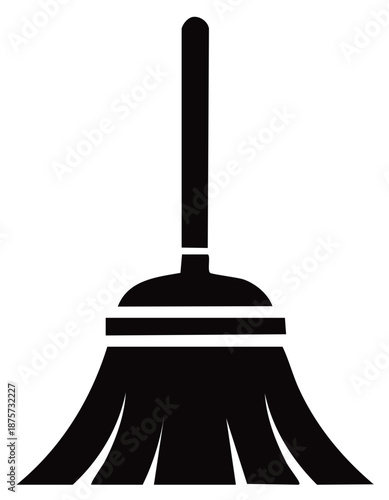 Broom Silhouette Icon Symbol, Home Cleaning Service, Floor Sweeping Tools
