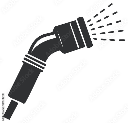 Shower head spraying water stream icon simple graphic illustration for hygiene or irrigation