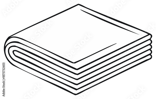 Black and white drawing of a stack of folded cloths