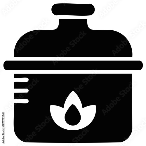 Aromatherapy Diffuser with Lotus Flower Silhouette Illustration in Black and White