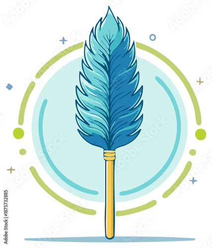 Stylized feather duster vector icon for cleaning and housekeeping services