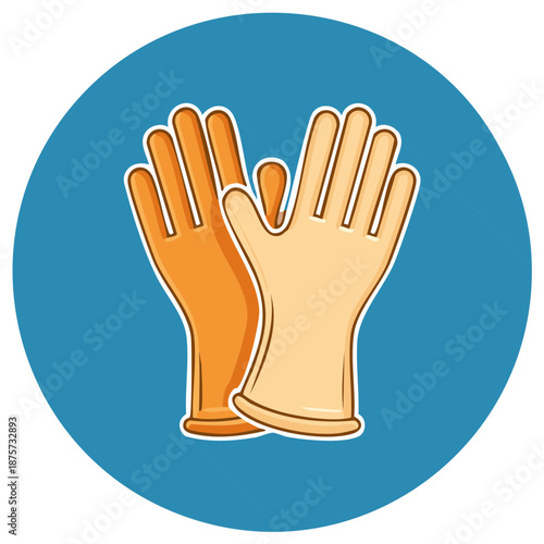 Colorful cartoon protective cleaning gloves icon illustration for household tasks