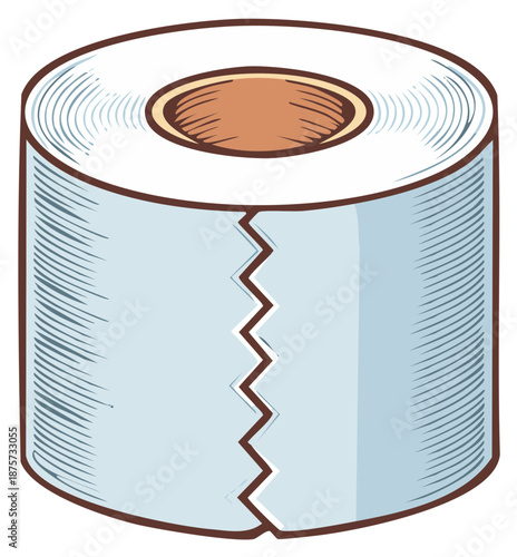 Hand Drawn Toilet Paper Roll in a Vintage Retro Style Illustration