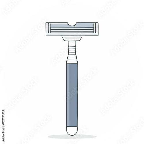 Simple vector illustration of a disposable razor for shaving, personal care, and grooming