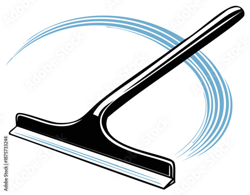Squeegee tool with stylized water streaks for cleaning and washing surfaces