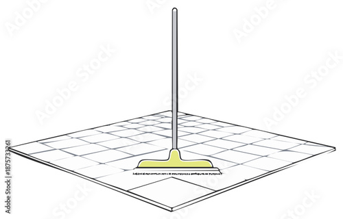 Illustration of a mop cleaning a tiled floor with a clear background