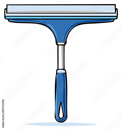 Blue squeegee for window cleaning and surface wiping with handle