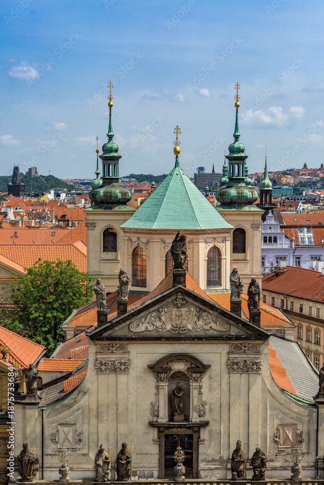 Obraz premium Orthodox Church with Green Domes in Prague, Czech Republic