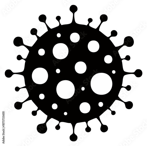 Black and white illustration of virus or microbe shape