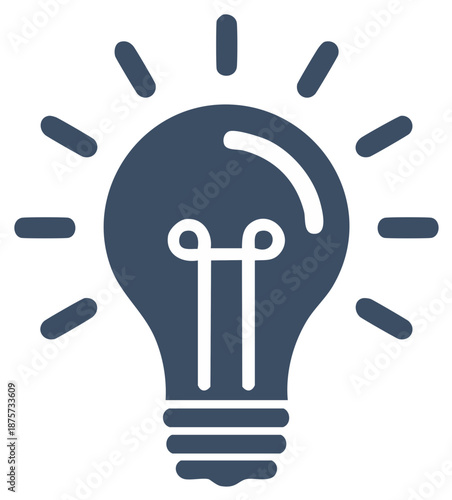 Bright light bulb icon representing new idea solution innovation and creativity graphic symbol