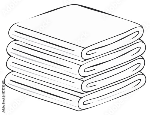 Clean folded textiles stacked neatly simple outline illustration vector art graphic