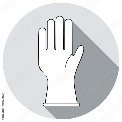 Protective glove illustration with shadow on gray circle background for cleaning и household chores