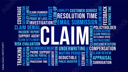 Claim Word Cloud Claim, Insurance Claim Process Typography Background