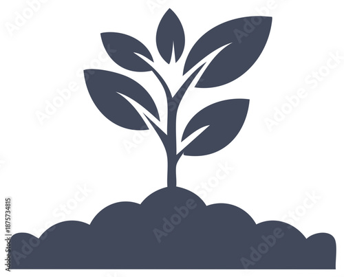 Seedling icon emerging from fertile soil symbolic of growth and environment