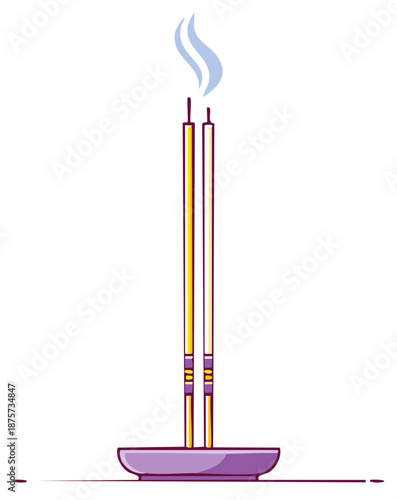 Smoking incense sticks in a burner for aromatherapy and spiritual practice