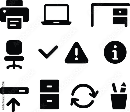 Office Copilot Icons Representing Various Tasks and Functions in a Modern Workspace Environment