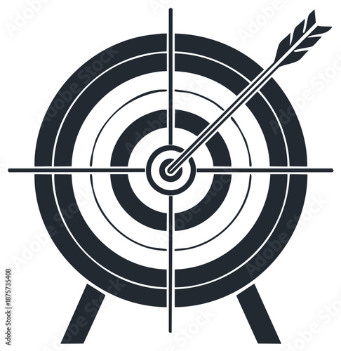 Arrow hitting center target, achieving bullseye, strategic aim, and success