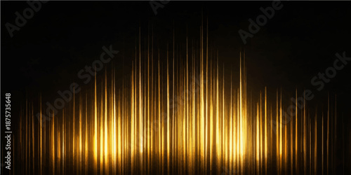 Abstract golden background with rays and colorful digital waves featuring a glow effect on a black technology pattern concept illustration