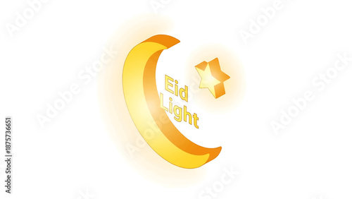 Eid Light: Illuminated crescent moon and star, symbolizing the serene light, and profound reflections, illuminating the essence of eid. 