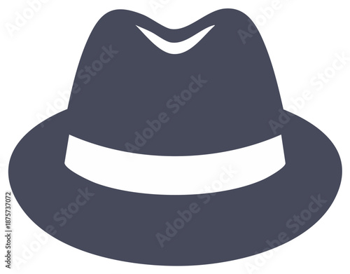 Simple Flat Design Fedora Hat Icon Silhouette