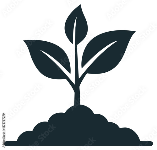 Simple plant sprout icon representing growth development and nature ecology
