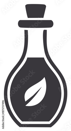 Herbal medicine bottle graphic icon, plant based remedies and wellness simple vector symbol