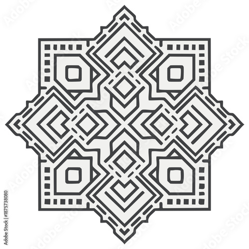 Geometric Star Design with Intricate Line Work for Textiles and Backgrounds, Decorative Element