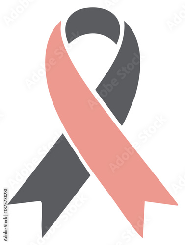 Gray and Pink Ribbon Illustration for Awareness and Support Campaigns, Hopeful Visuals