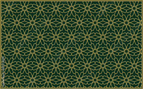 Arabic style monoline geometric pattern. Ramadan Kareem illustration with 8 petal flower pattern.