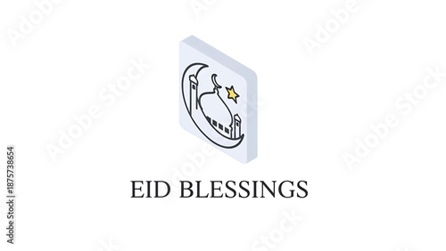 Eid Blessings Illustration: The minimalist illustration symbolizes the blessings and spiritual significance of Eid, capturing the essence of the joyous celebration.