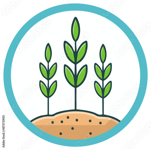 Seedlings sprouting from soil in a round frame, representing growth, natural resources, or environmental sustainability