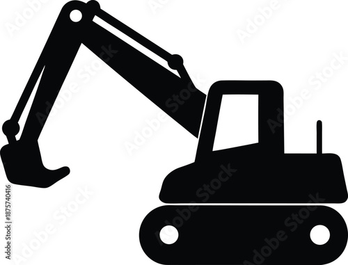 Backhoe silhouette vector art illustration and minimal black and white design