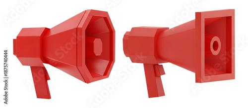 Red megaphones isolated on transparent background