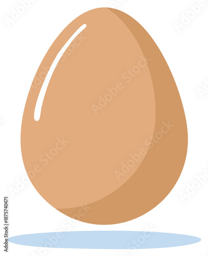 Illustration of a brown egg with a light colored stripe, shadow, and slight reflection.
