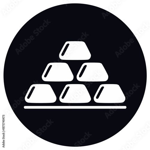 Gold bullion stack in simplistic vector icon on dark background